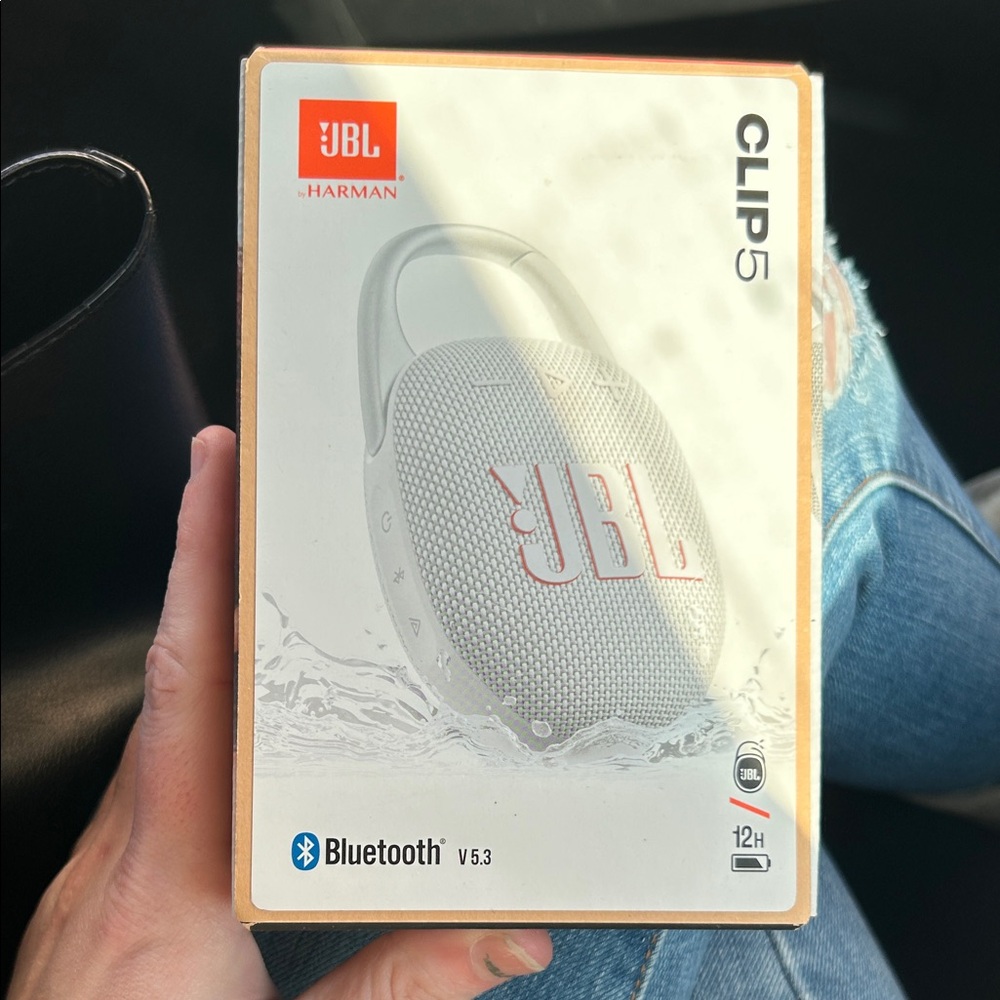 JBL Clip 5 Bluetooth Speaker in Light Gray